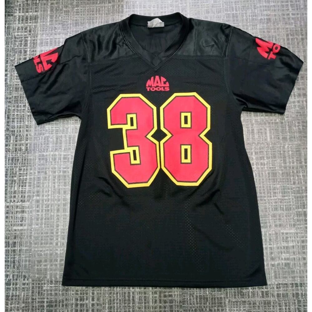 Mens Mac Tools car auto mechanic black mesh football jersey shirt Large NWOT